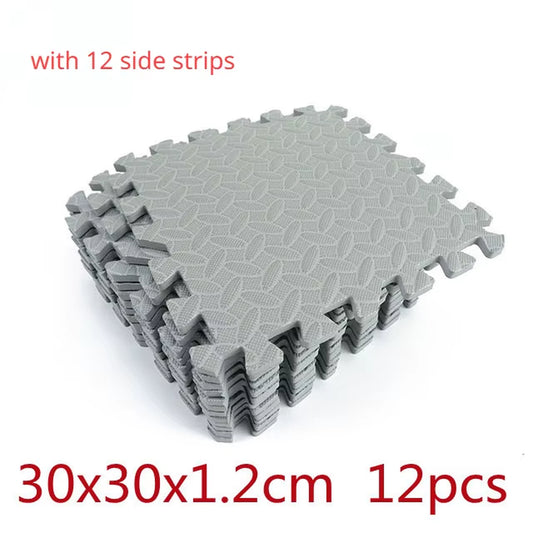 12PCS 30*30Cm Sports Protection Gym Mat EVA Leaf Grain Floor Mats Yoga Fitness Non-Slip Splicing Rugs Thicken Shock Room Workout